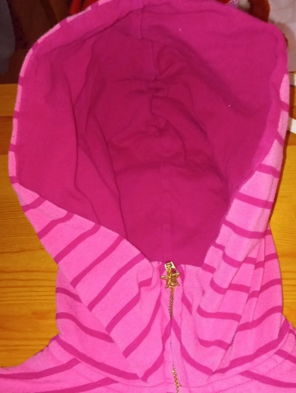 Kids Pink Striped Hooded Zip-Up Jacket